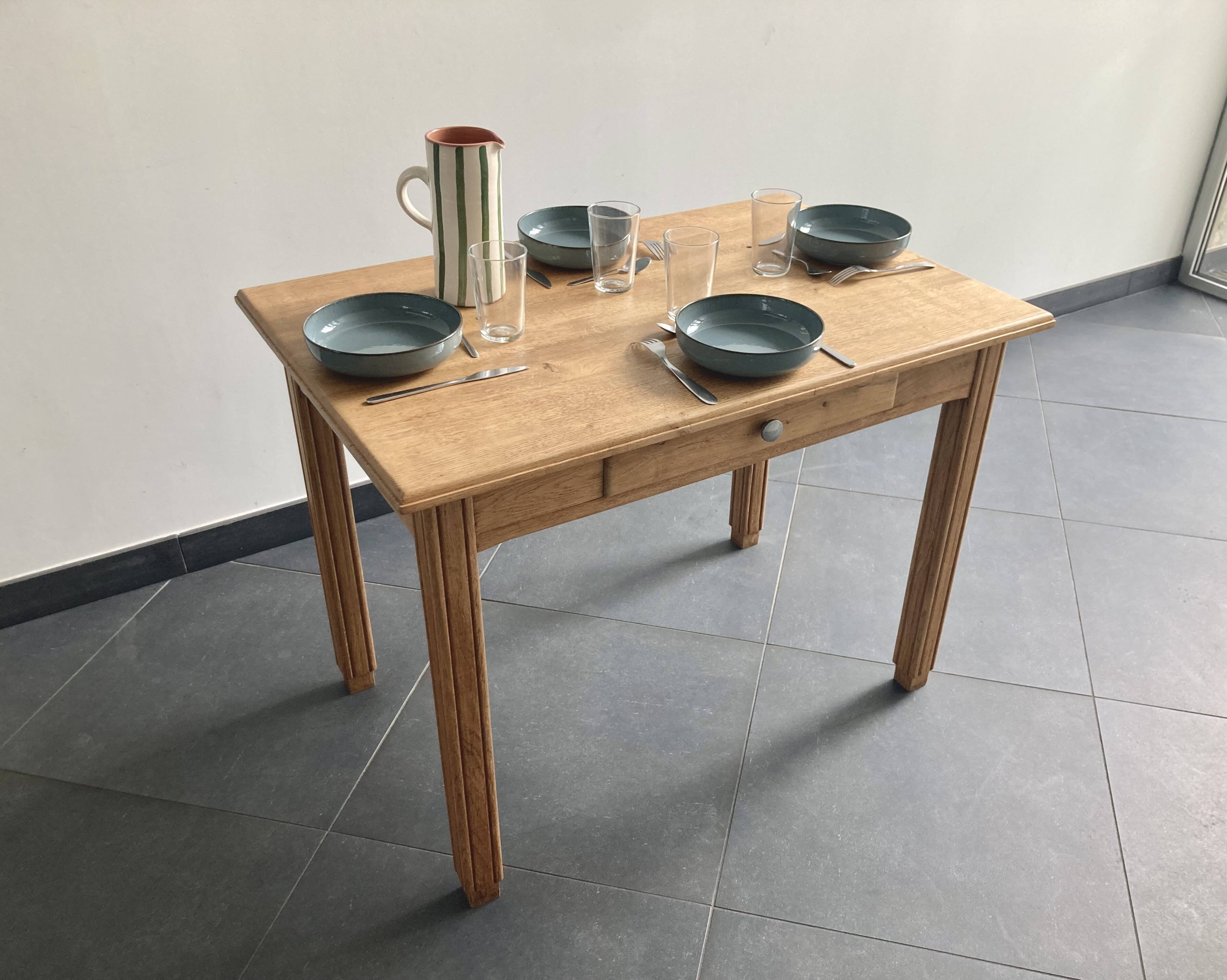 Vintage solid beech table – renovated – 1960s