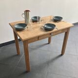 Table vintage en hêtre massif – rénovée – années 60