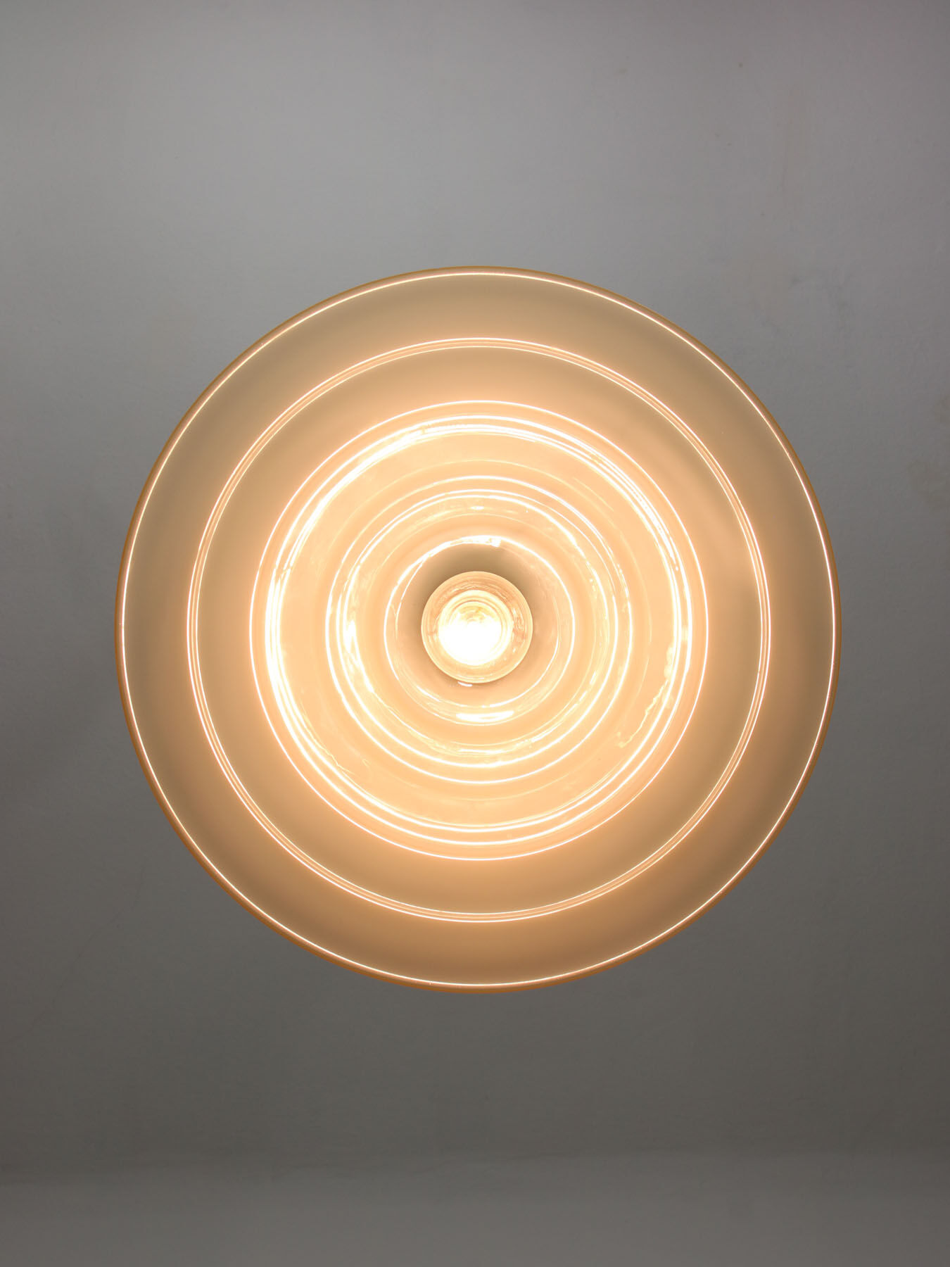 Mid-century Yellow Glass & Brass Pendant Lamp
