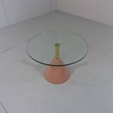 Italian Memphis style pink natural stone & glass side table 1980’s