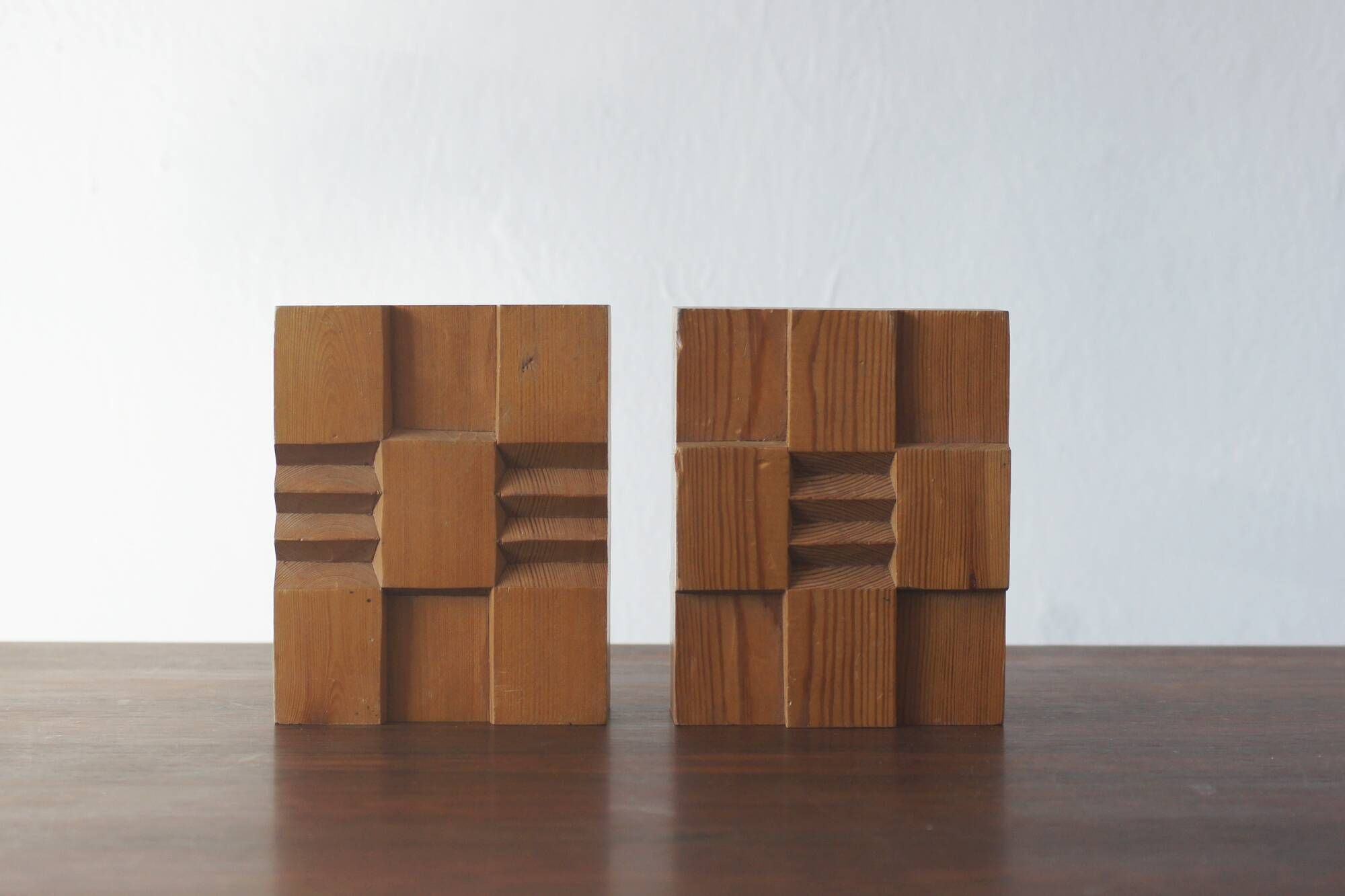 Mid-Century Modern Wooden Bookends, 1960s, Set of 2