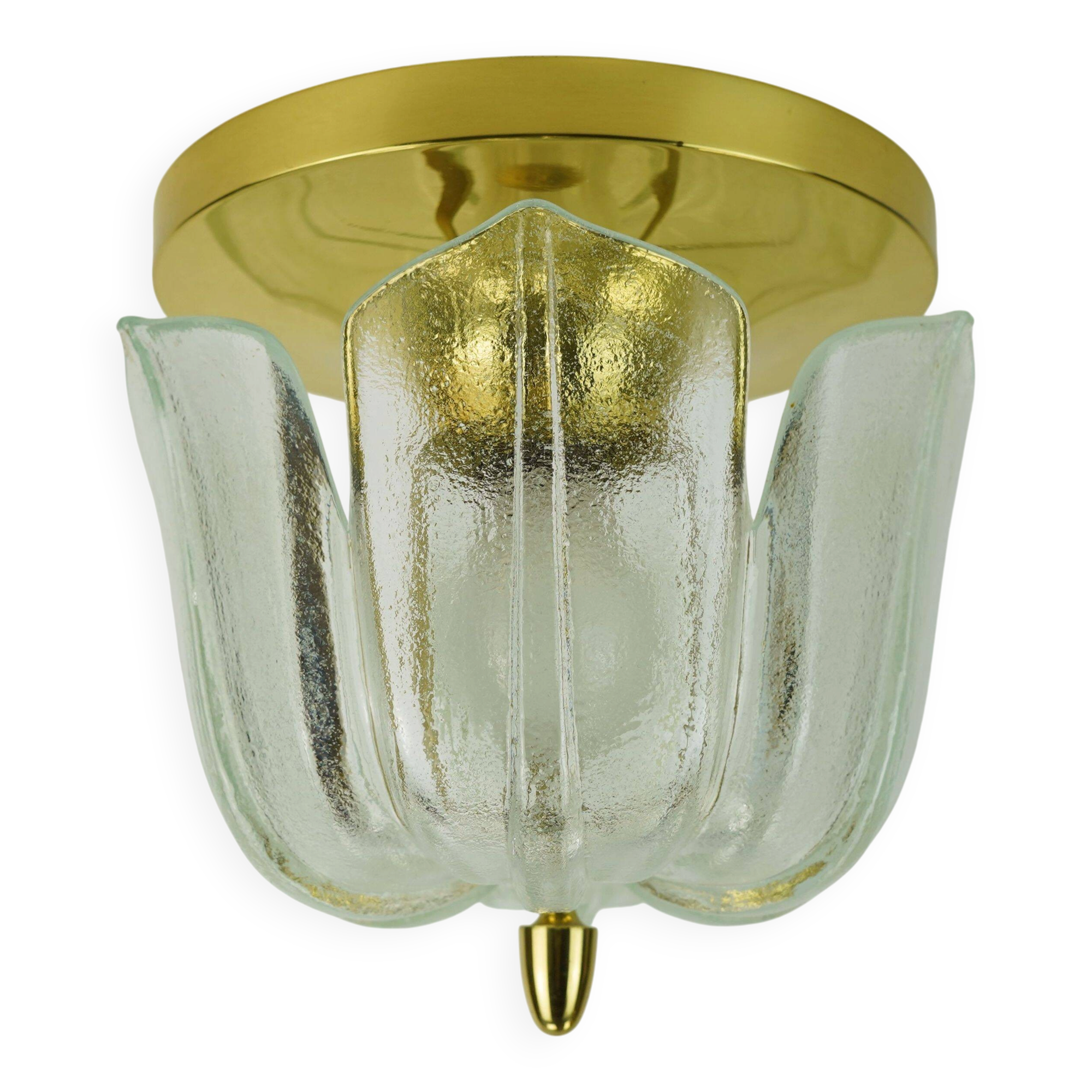 Limburg flush mount model a475 3031 flower-shaped glass shade and brass 70s