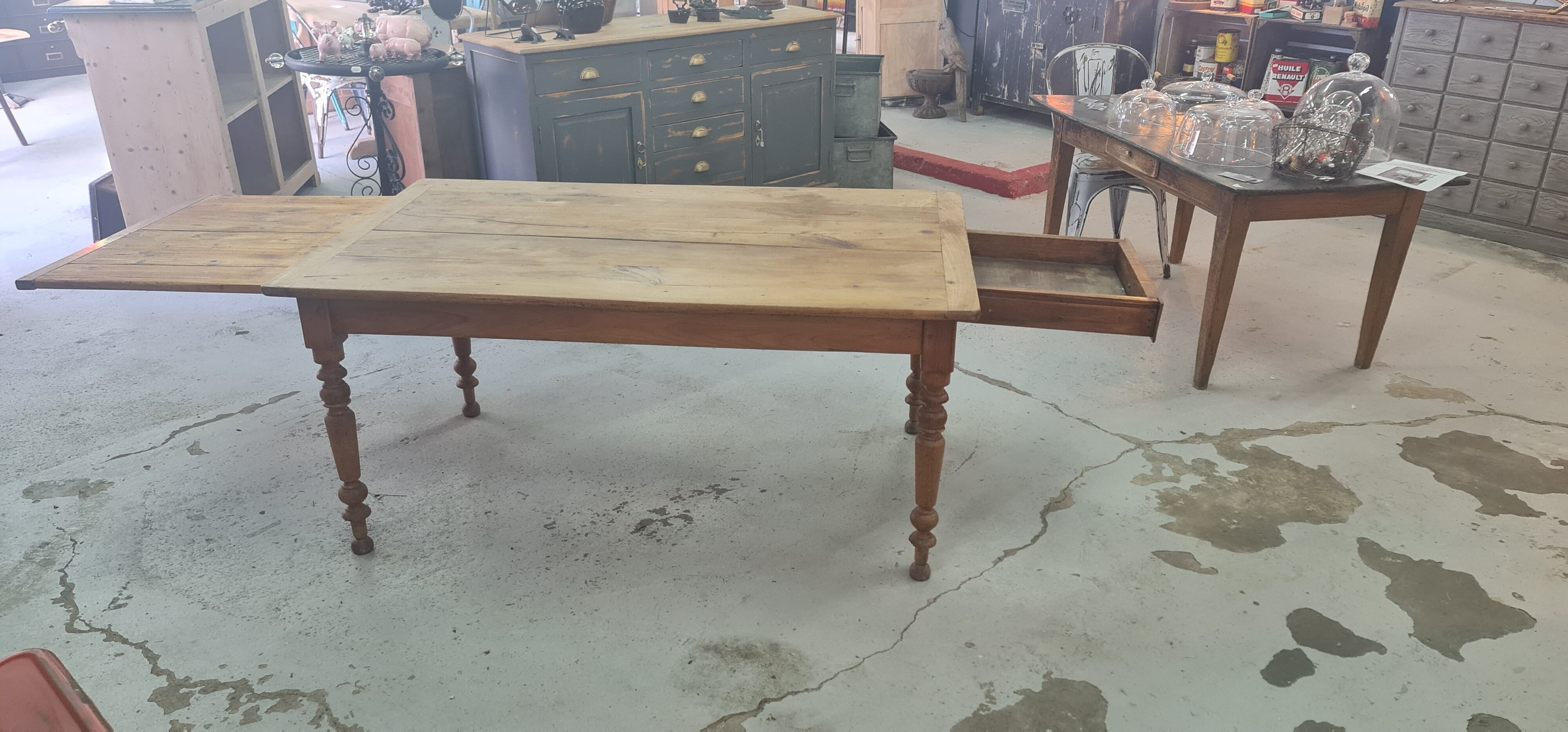 Farmhouse table wood foot turned