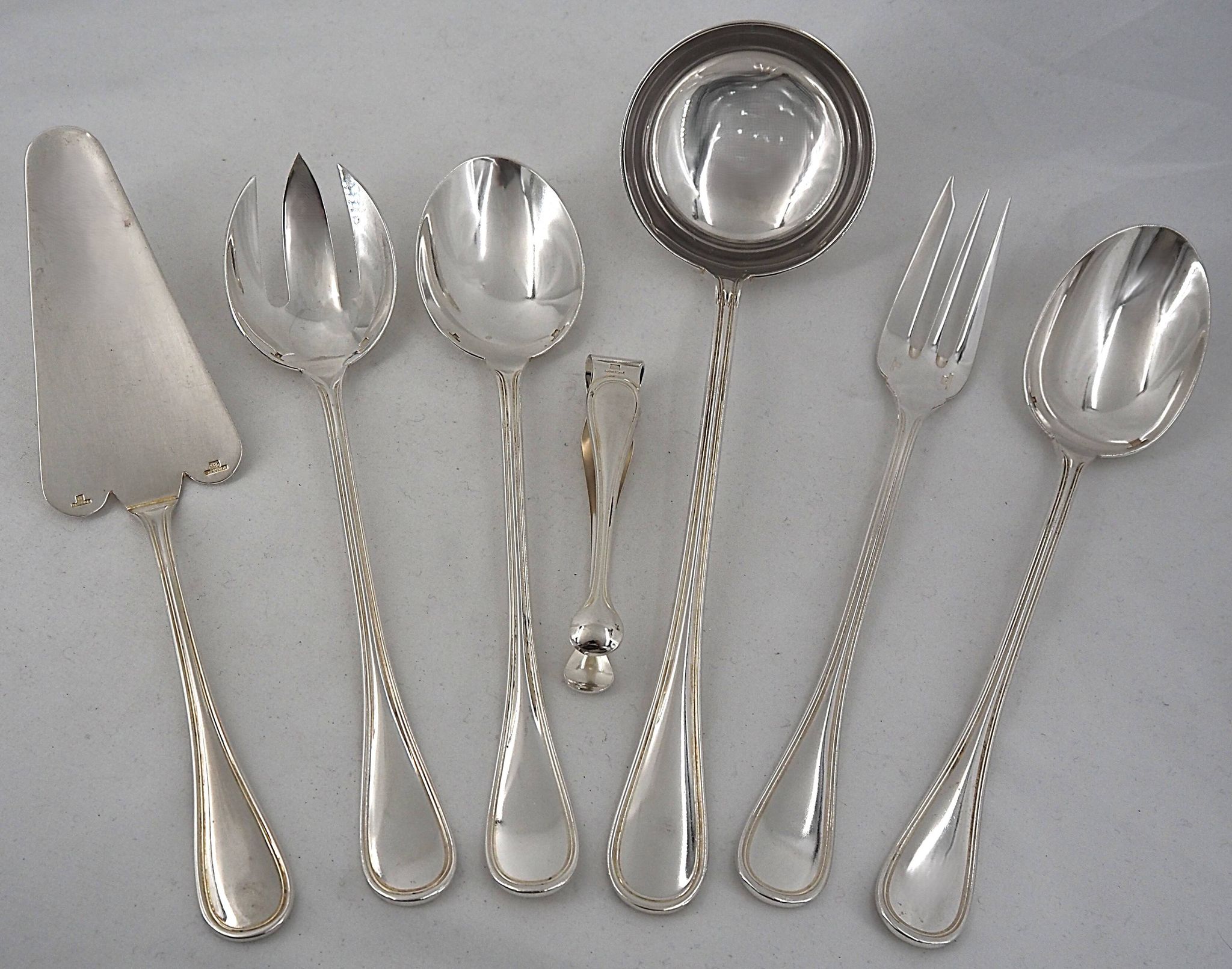Christofle Albi lot of 7 pieces serving dish salad server cake slice sugar tongs
