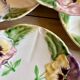 Set of 10 antique slip plates with flower decorations