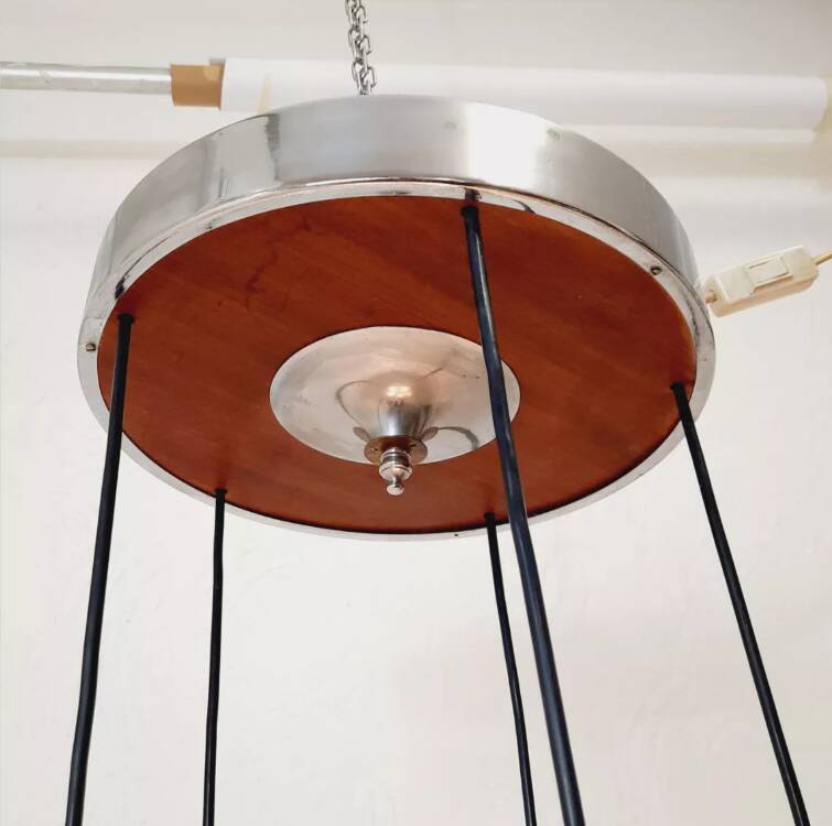 Cascade chandelier - vintage - steel and glass