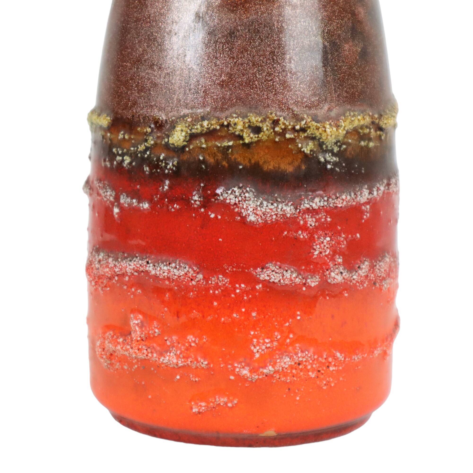Fat lava vase Carstens west germany red orange drip glaze 6013-30