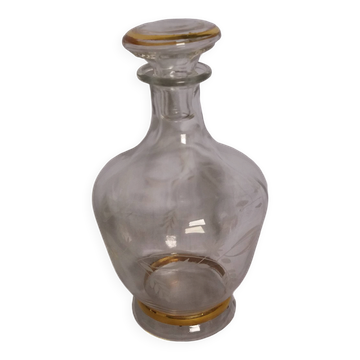 Carafe à liqueur avec bouchon, décor fleurs et dorures