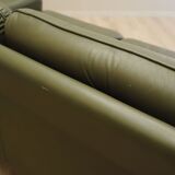 Canapé en cuir vert, design danois, années 1970, production : Danemark