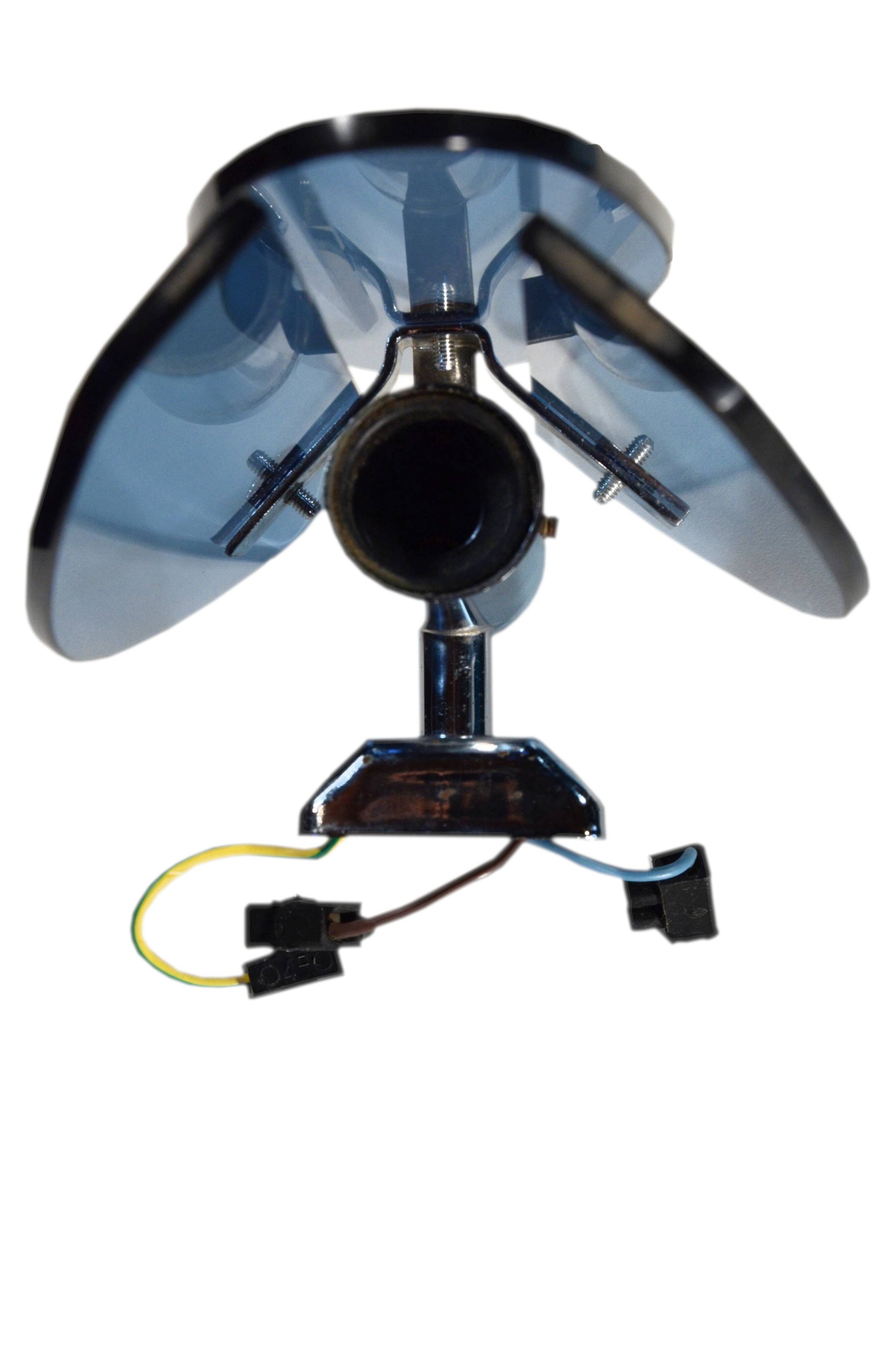 Blue wall sconces attributed to Fontana Arte, 1970.