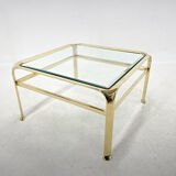 Table basse, laiton & verre, Mauro Lipparini  1970's, italie