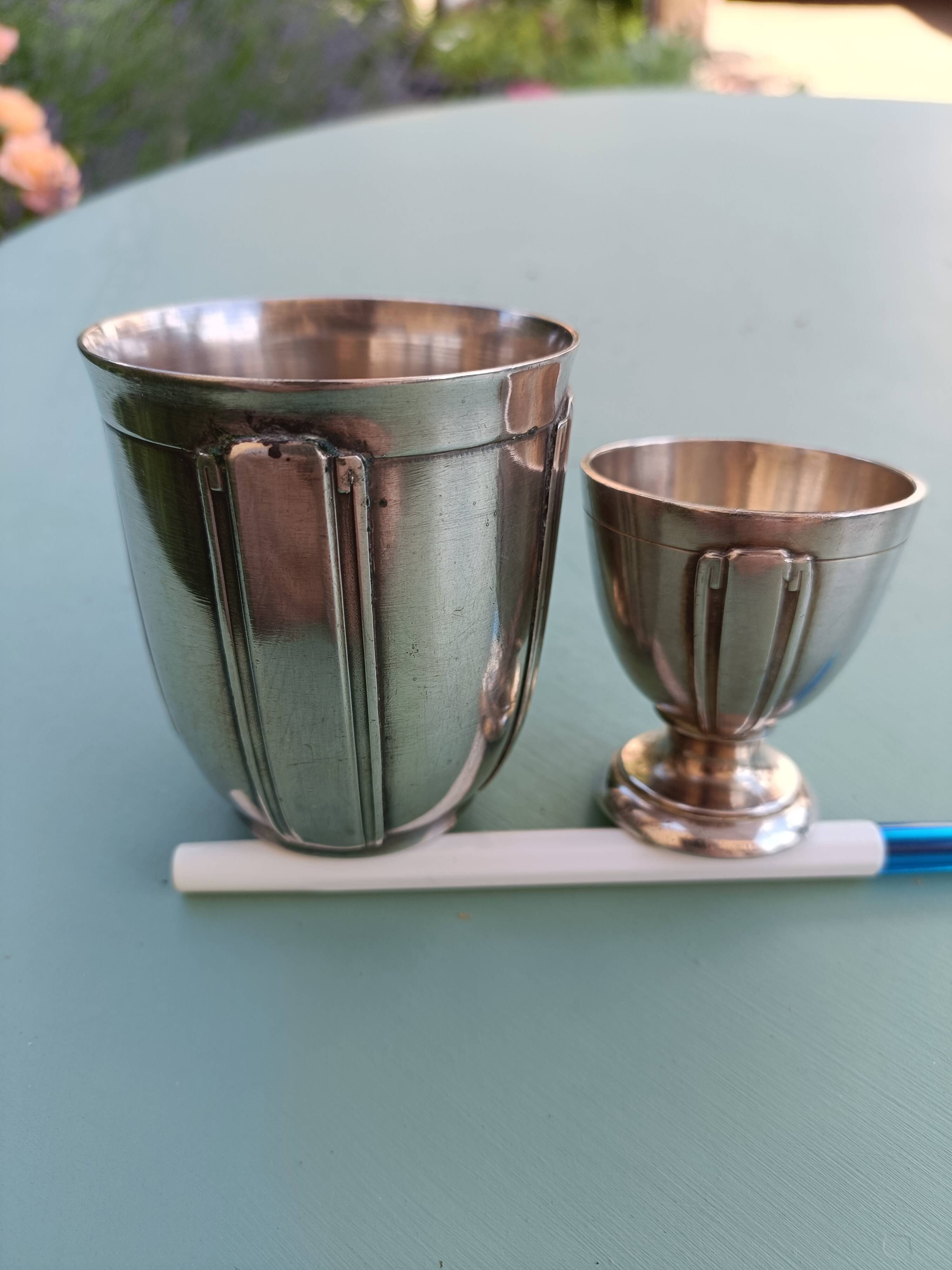 Boulenger silver-plated metal cup and egg cup