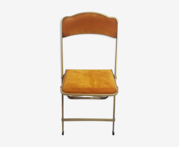 Lot de trois chaises pliantes opéra jaune doré/moutarde