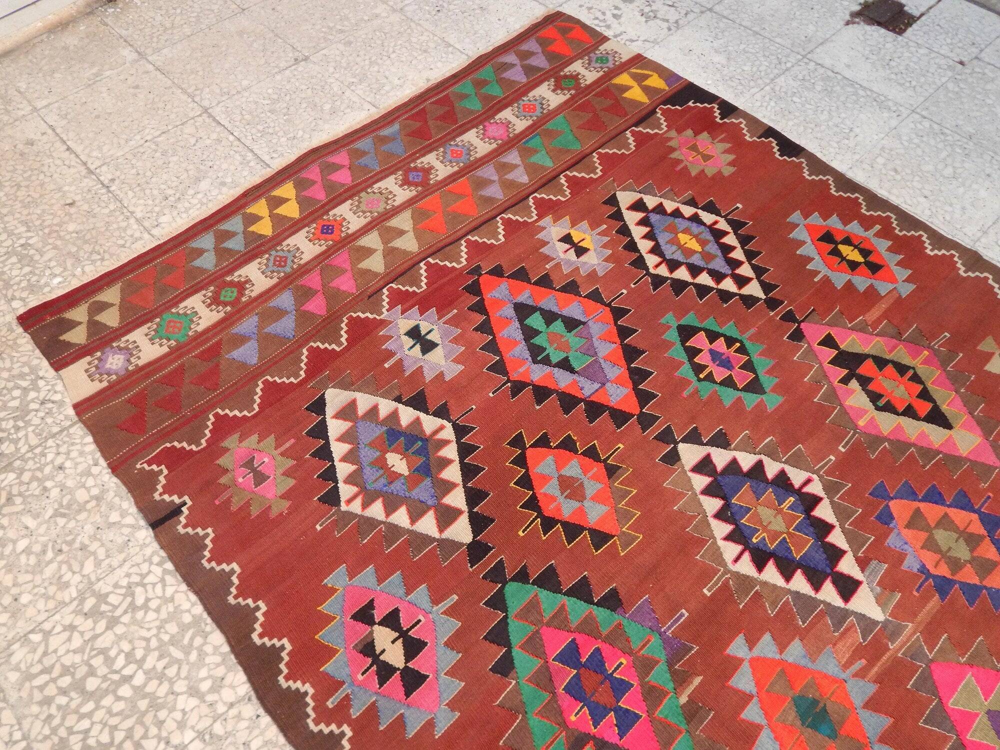Vintage Turkish kilim handwoven 152x232 cm