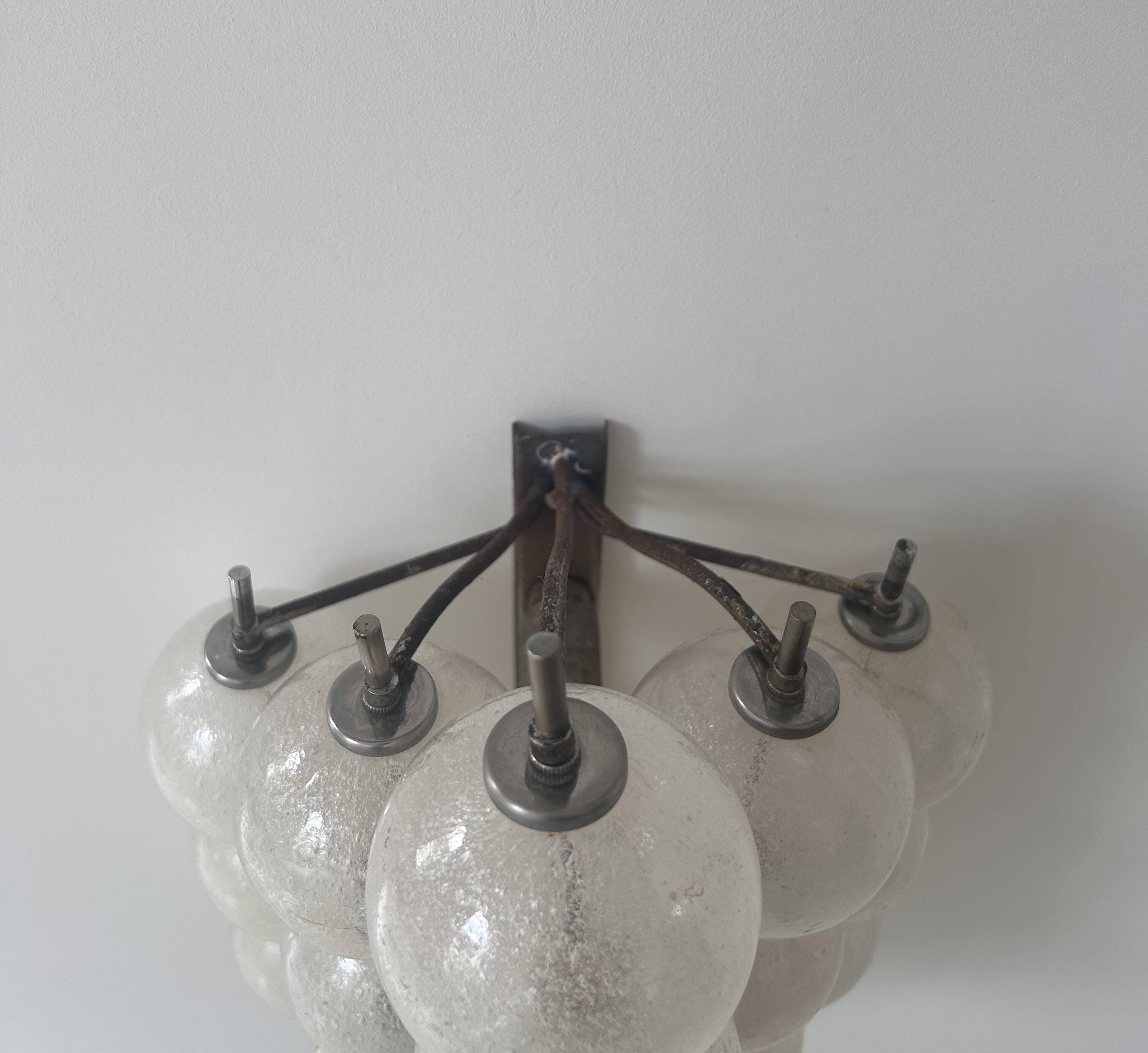 Vintage "Sterrenbeeld" wall lamp, Murano bubbled glass, Raak Netherlands 1960