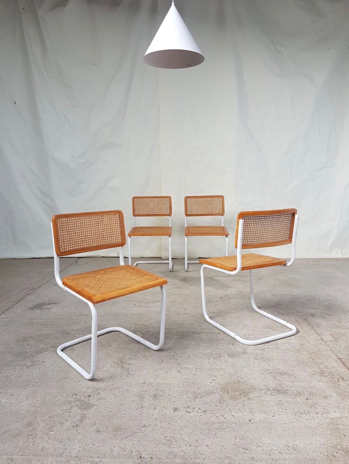 Set of 4 Habitat cesca dining chairs by Marcel Breuer, 80