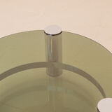 Circular coffee table & smoked glass 70's