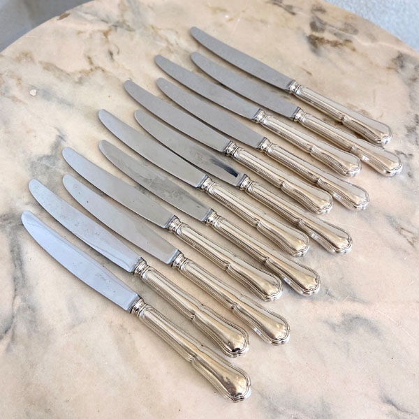 Series of 12 old knives, silver metal