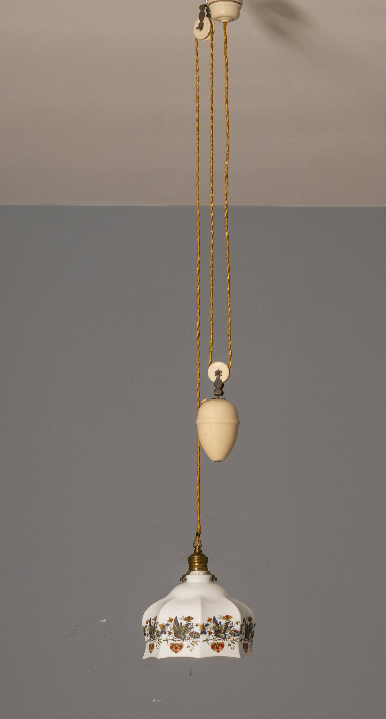 Hanging glass lampshade, vintage (hand-painted)