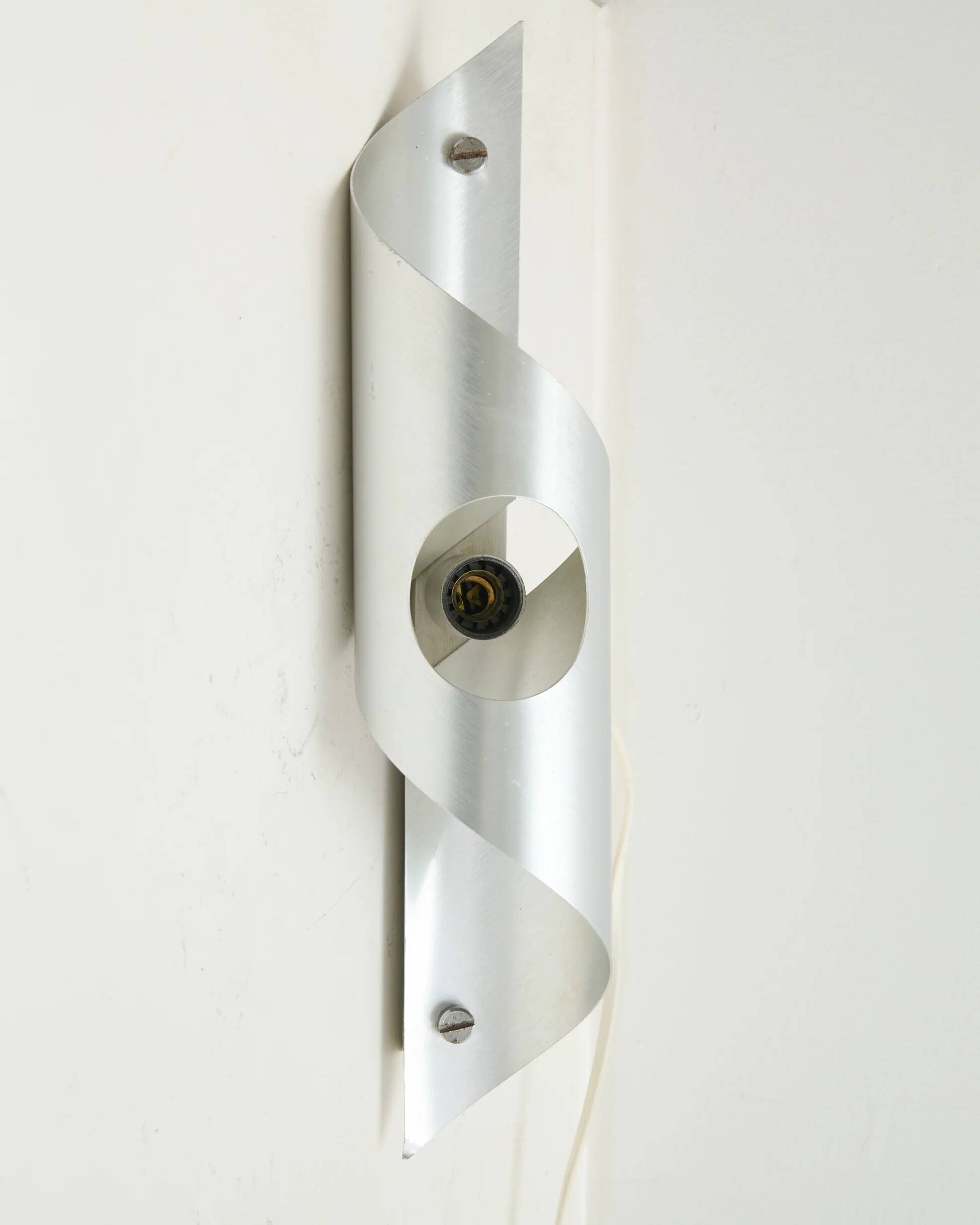 Cylindrical wall light Space Age, brushed aluminium, 1970-1980