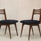 Pair of Scandinavian chairs seated night blue fabric restored, year 60.