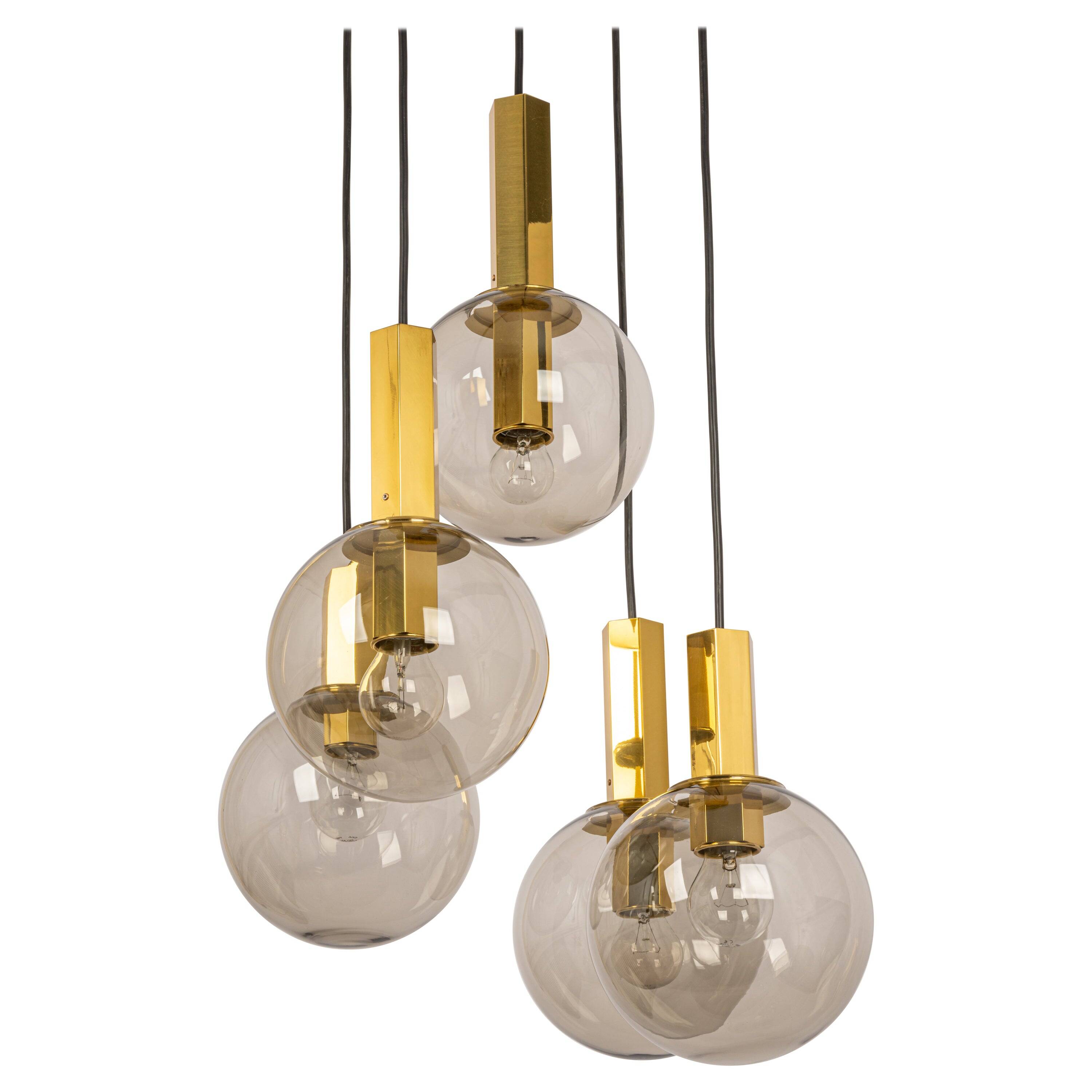 Grand cascading chandelier design with smoked glass by Cosack, Germany, 1970s.