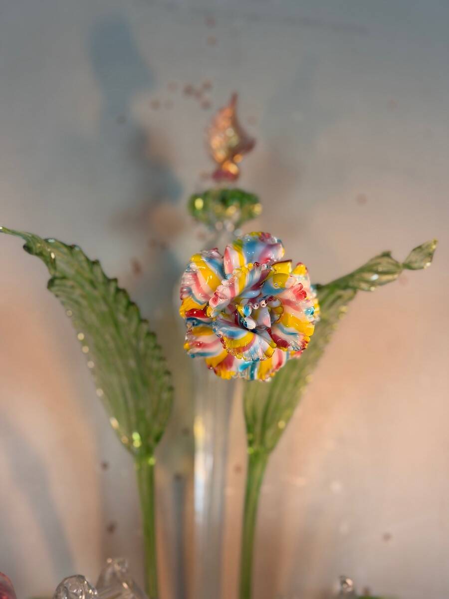 Set of 3 Venetian wall lights in multicoloured Murano glass, circa 1950