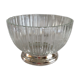 silver metal stand glass bowl