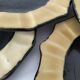 6 ceramic dessert plates shaped like a sunflower, signed CB.