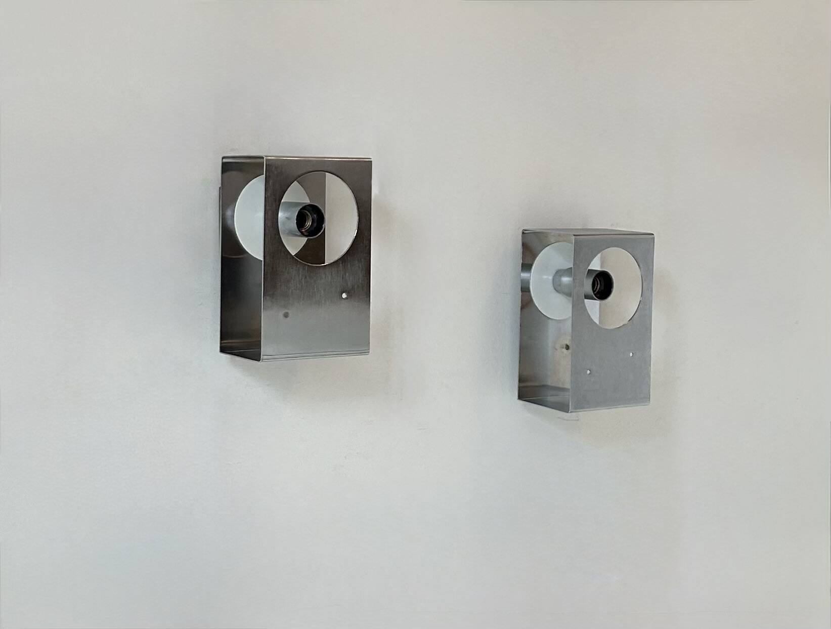 Pair of vintage wall lights, brushed metal, France, 1970
