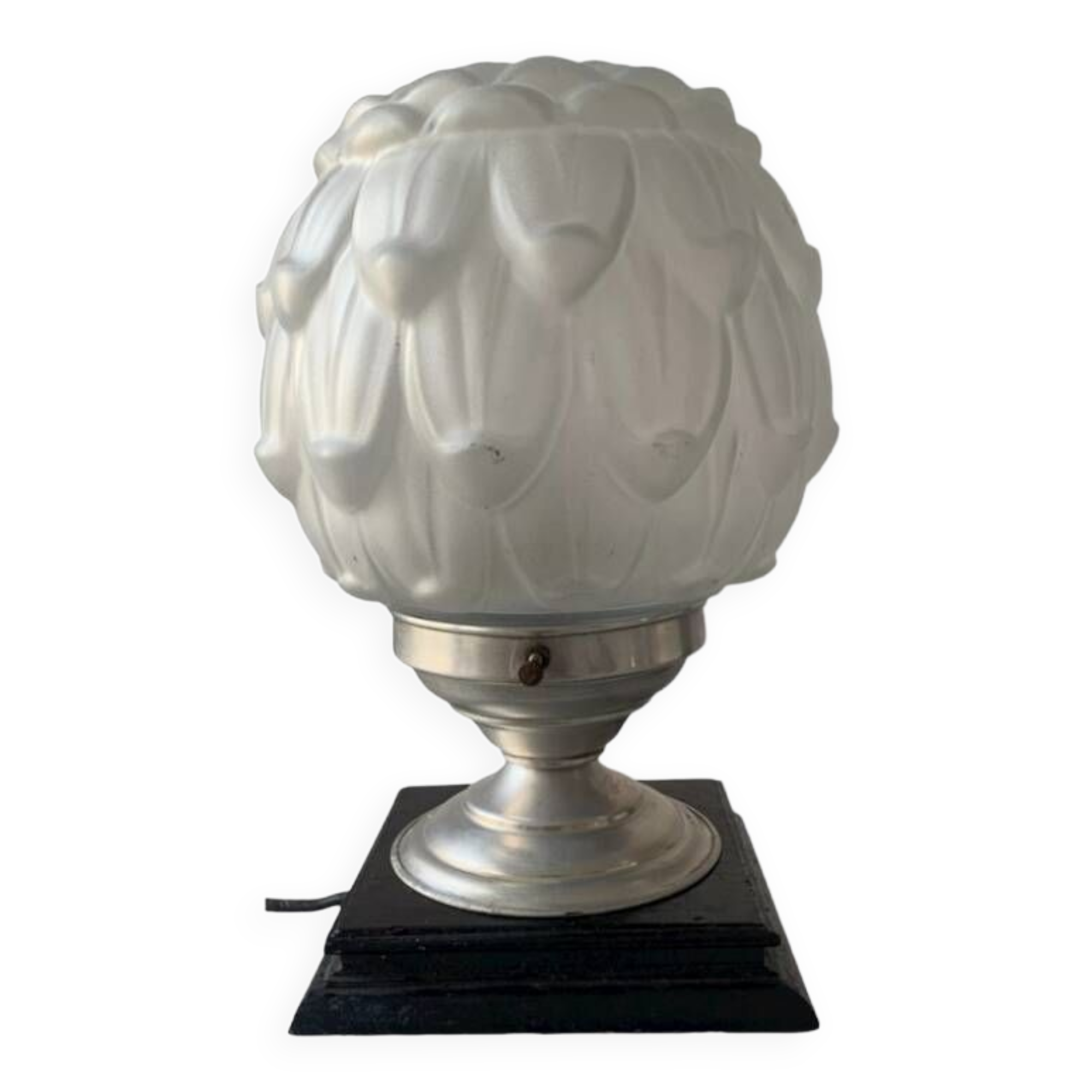 Old art deco molded glass table lamp