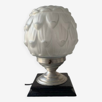 Old art deco molded glass table lamp
