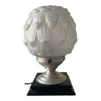 Old art deco molded glass table lamp
