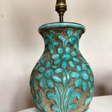 Italian glazed ceramic lamp 1960 mid century Bitossi turquoise