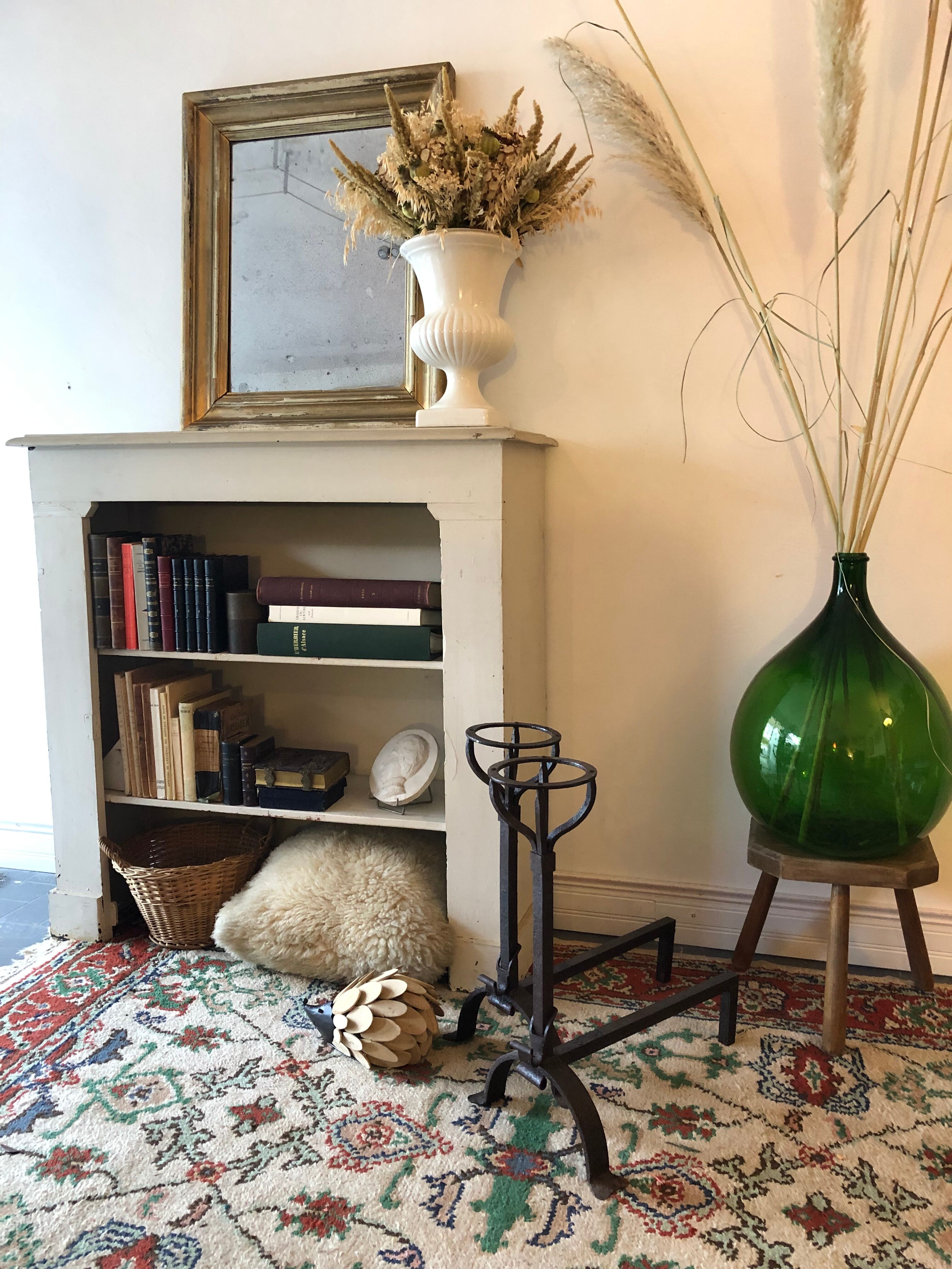 Ancient cast iron chenets