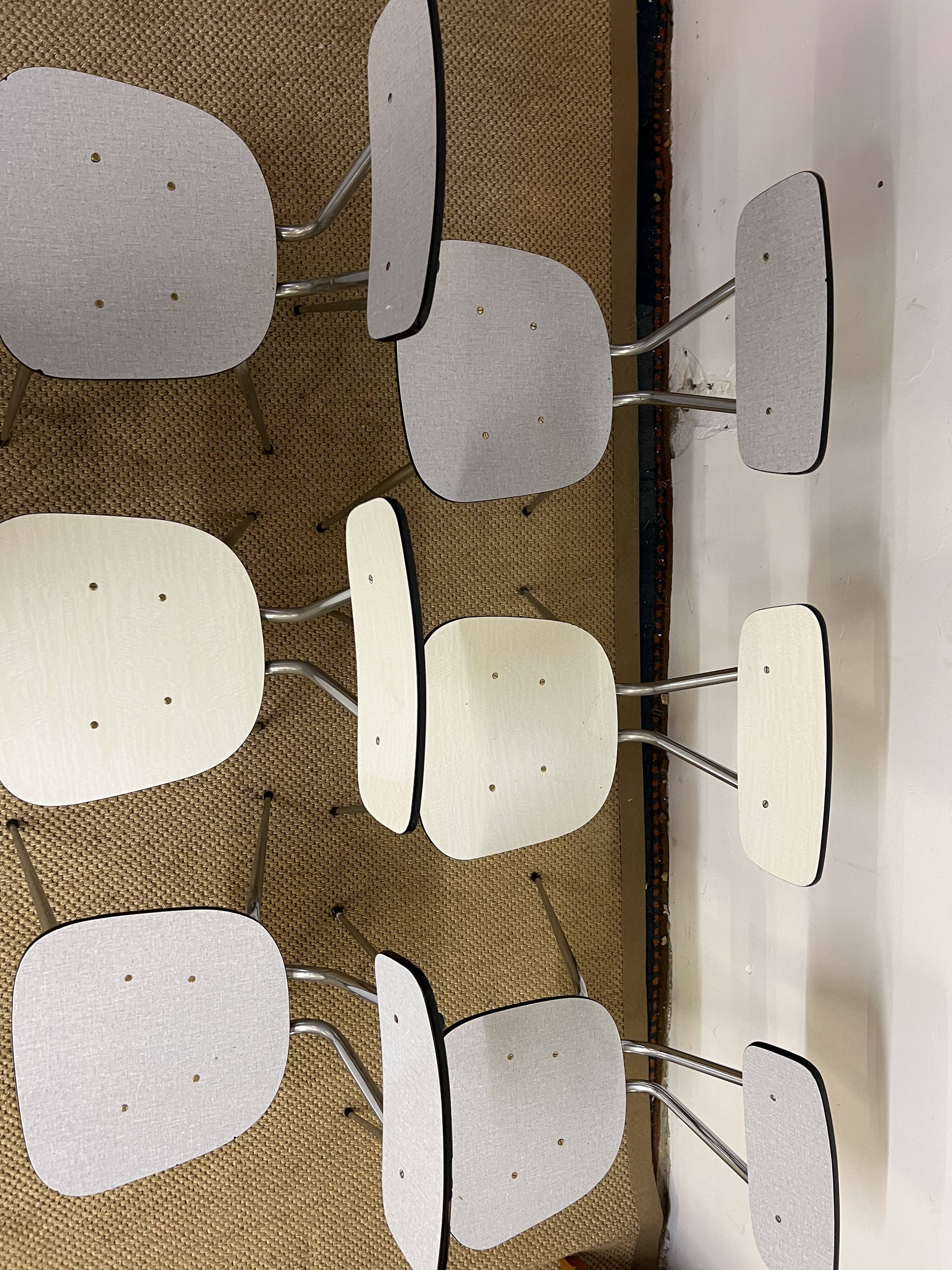 Set of 6 chairs in gray and white Formica