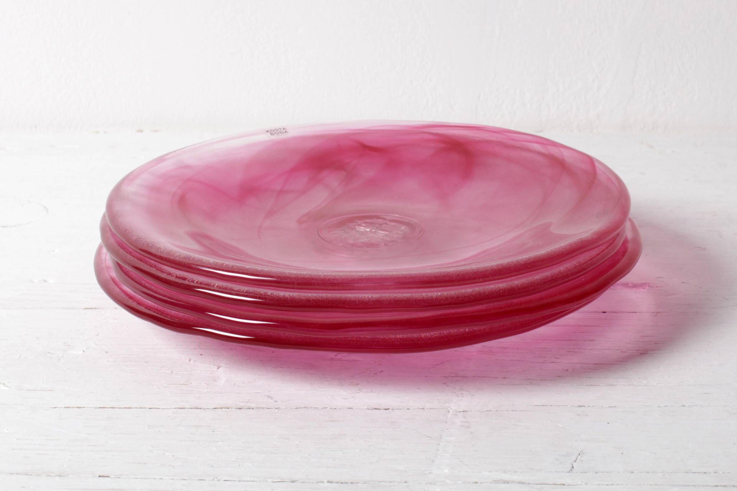 Set of 4 Kosta Boda 'Mine' Glass Dessert Plates / Ulrica Hydman Vallien
