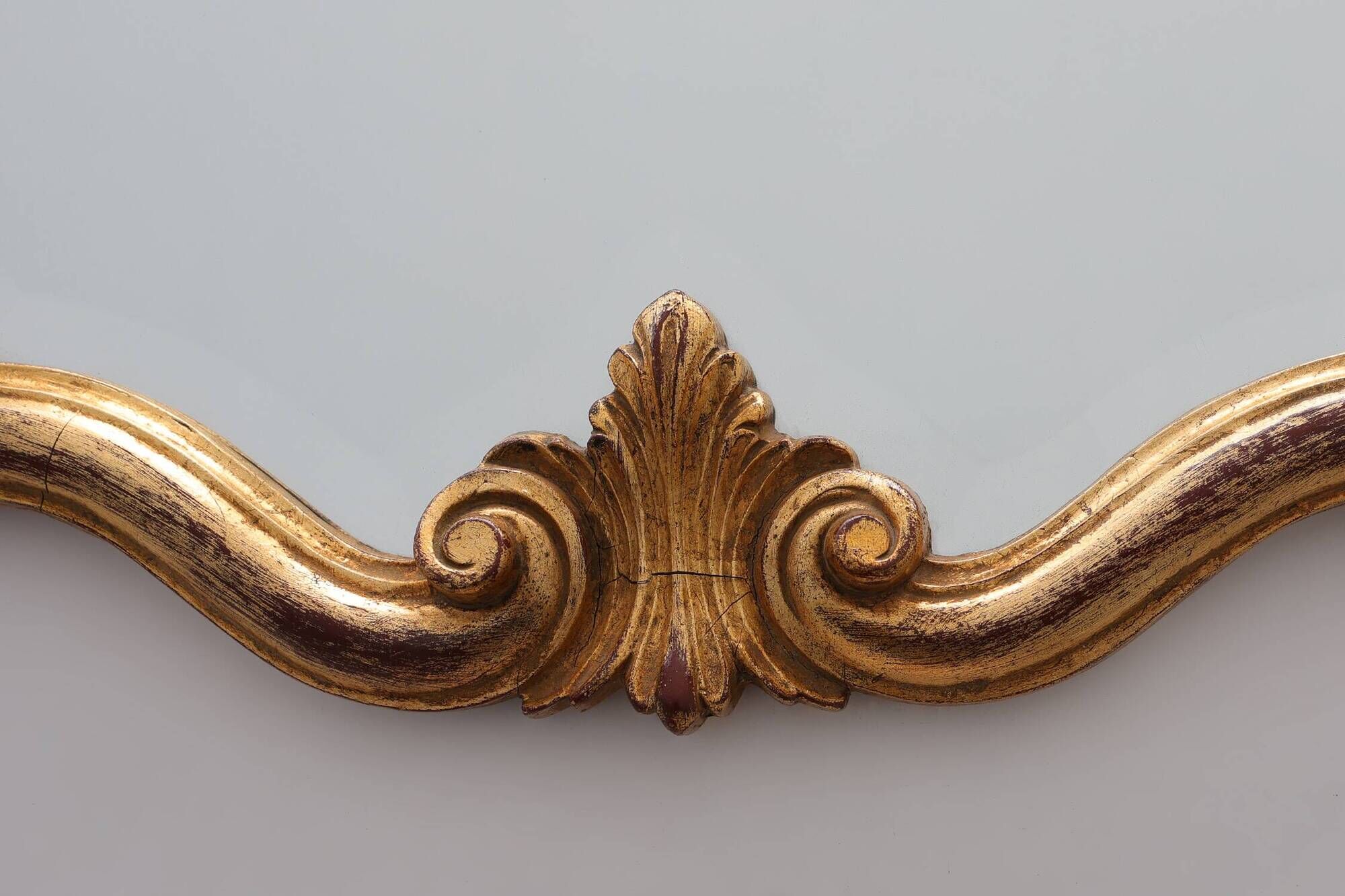 Florentine Style Giltwood Mirror with Acanthus Crest and Bevelled Glass, It