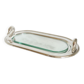 Serving dish for foie gras in silver-plated metal.