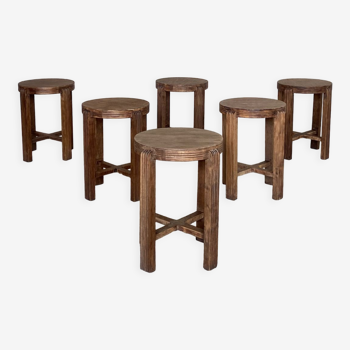 Set of 6 wooden stools