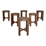 Set of 6 wooden stools