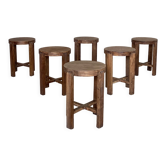 Set of 6 wooden stools