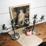 Pair of Italian tin candlesticks