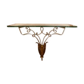 1950s colli golden wrought iron console table
