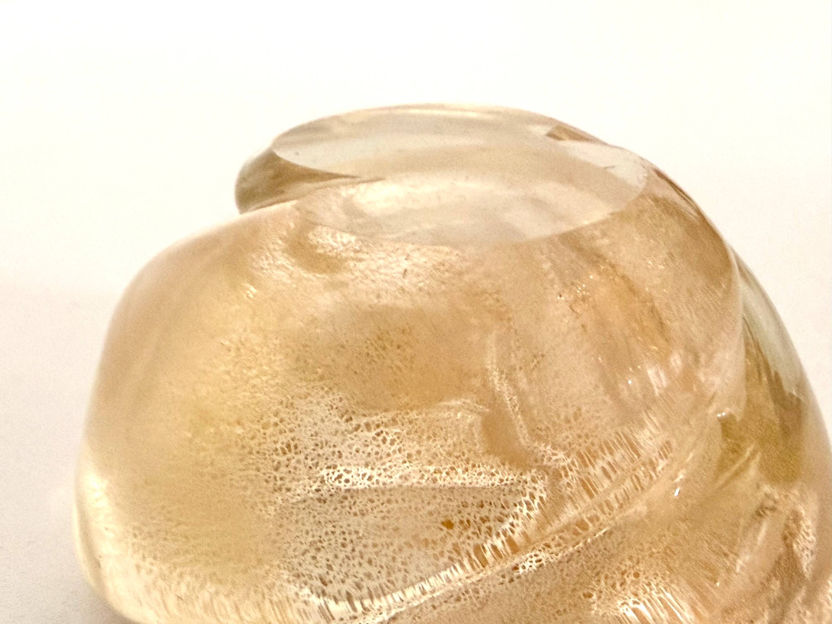 Vintage Thick Murano Glass Ashtray - Catchall with Gold Leaf, Italy
