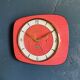 Vintage formica clock rectangular silent wall clock "Odo red"