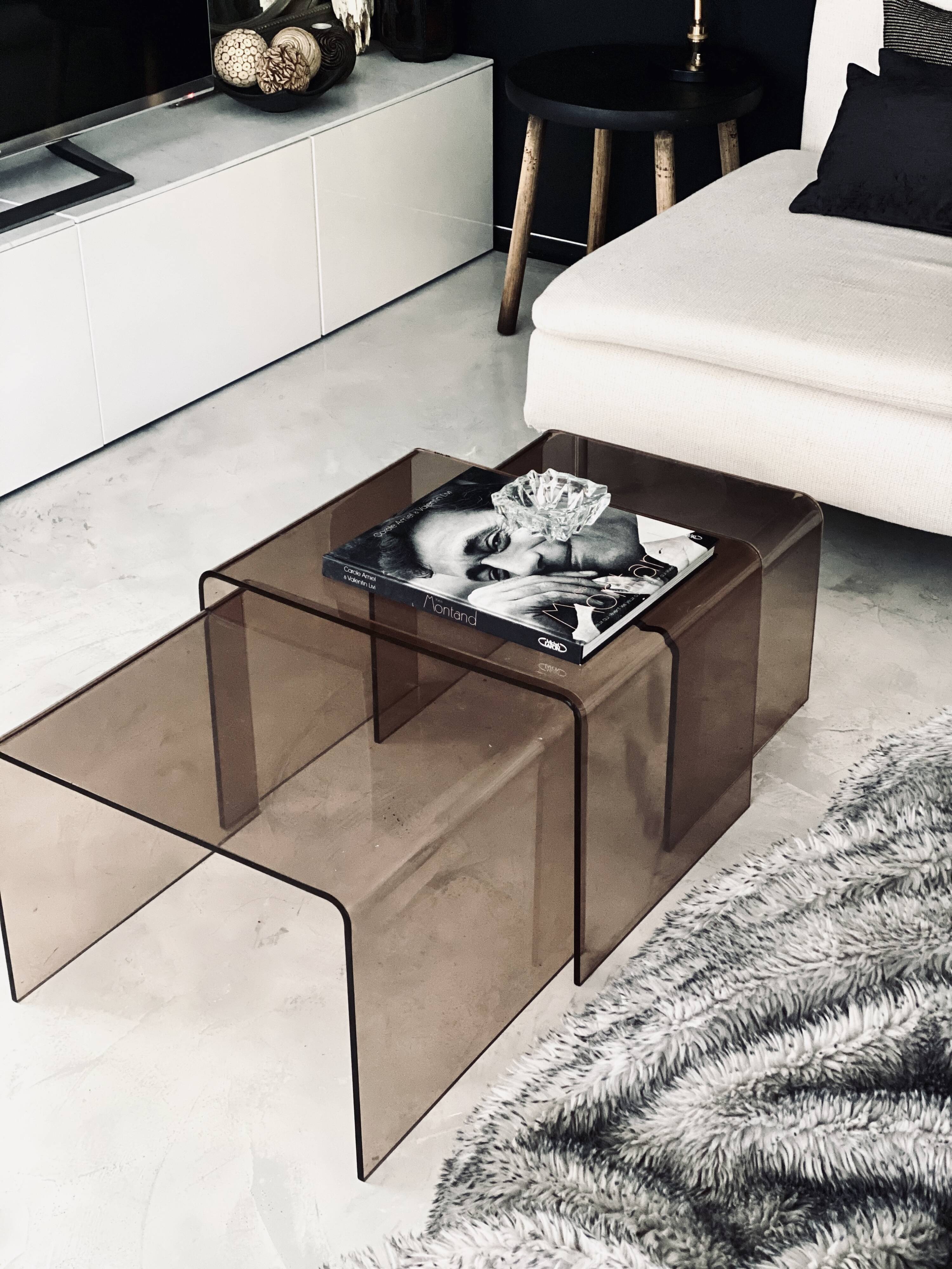 Plexiglass coffees tables in the year 70