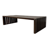 Table basse à lattes en bois et métal de style moderniste du milieu du siècle