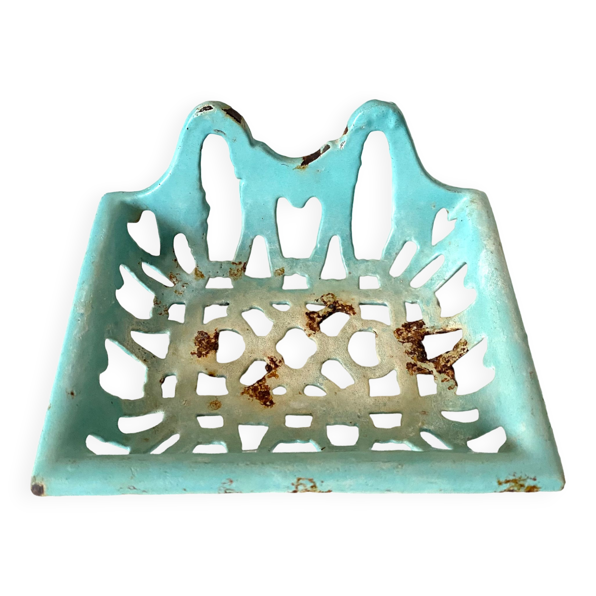 Antique enamelled cast iron soap dish