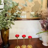 Suite de 3 bougeoirs en laiton vintage